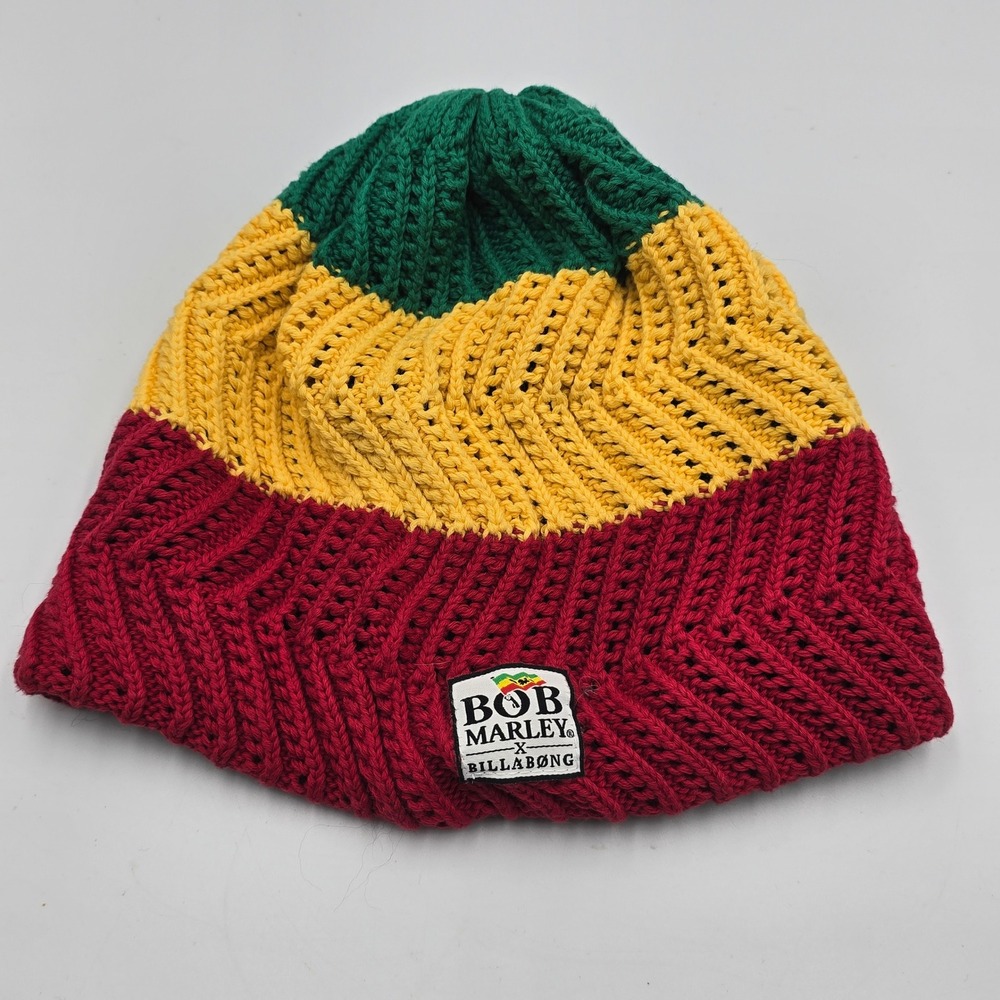 Bob‎ Marley x Billabong Rasta Beanie Organic Cotton Striped Knit Hat One size